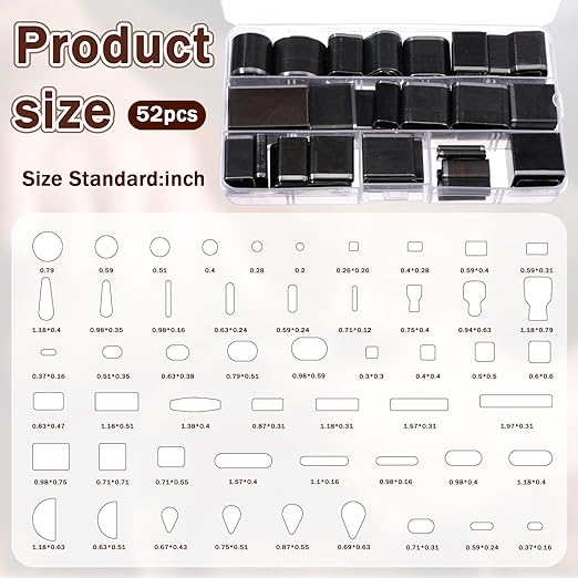 52 Pcs Hole Hollow Punch Tool, Heavy-Duty High-Carbon Steel Leather Cutting Dies Multi-Shape Hollow Punch Cutter DIY Leathers Working Tools for Belt/Watchband/Handmade Crafts Precision Hole Punching