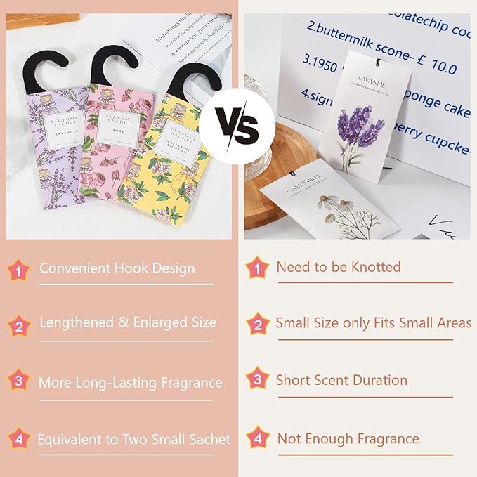 Rose Cottage Large 12 Packs Closet Deodorizer Freshener Closet Air Freshener Home Scented Sachets Room Freshener Scents Air Freshener Closet Odor Eliminator 4 Scents Floral
