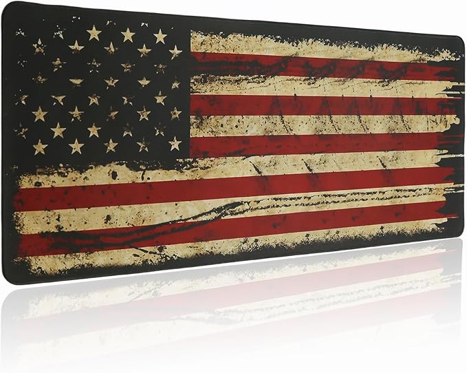 American Flag Mouse Pad United States National Flag Mousepad, Large Gaming Desk Mat XL Mousepad, Stitched Edges Non-Slip for Computers Laptop (USA Flag-Large-Black)