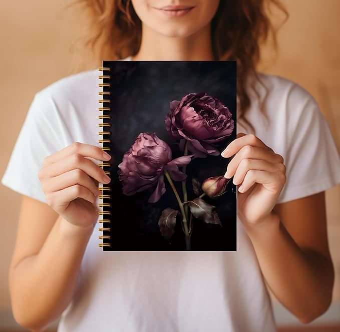 Dark Academia Rose Notebook for Women - Gothic Goth Floral Journal, Witchy Journal Notebook, Witch Stuff, Gothic Office Supplies, Halloween Notebook, Spiral Notebook 5.5x8.3
