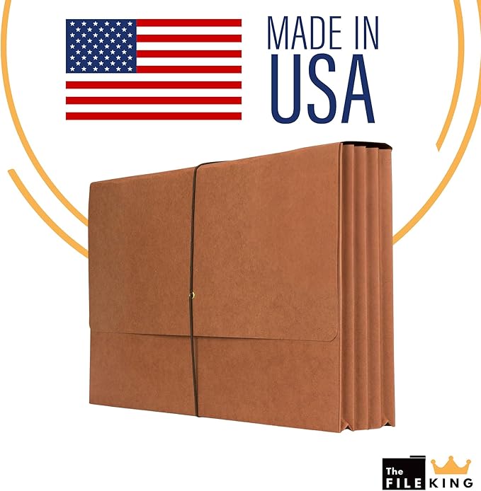 The File King Expanding File Wallet - Legal Size, 10 Redropes | USA Made | 5.25” Expandable File Folders | Redwell Folders Legal Size Wallets | Red Rope Expanding File Folder with Flap & Elastic Cord