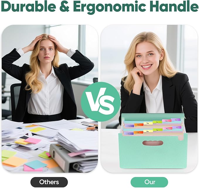 13 Pockets Accordion Filing Organizer,Wheat Straw Expanding File Folder with Handle & Labels,Monthly Paper Bill Receipt Organizer,A4/Letter Size Document Storage for School College Home Office