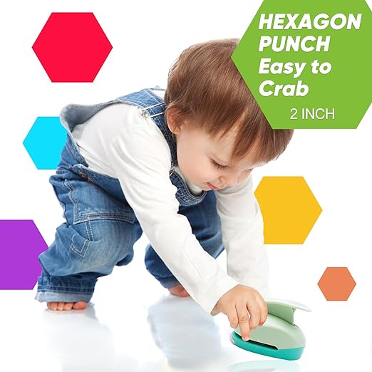 UCEC Hexagon Paper Punch, 2 Inch Hexagon Punch for Paper Crafts, Large Hole Punch Paper Punch Shapes for Crafting Scrapbooking Cards Arts Quilting DIY Fun Projects