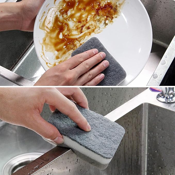 Sponge Individually Wrapped, Kitchen Dishwashing Sponges Bulk, Non Scratch Dishes Scouring Pad, Odor-Free Cleaning Sponge Wipes Scrubber Suitable for Travel Camping Apartments(36 Pack)