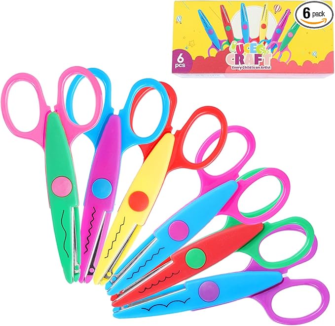 UCEC Decorative Paper Edge Scissor Set 5'' Colorful Paper Edger Scissors Great for Kids, Teachers, Crafts, Scrapbooking, DIY Projects and Kids Crafts, Set of 6