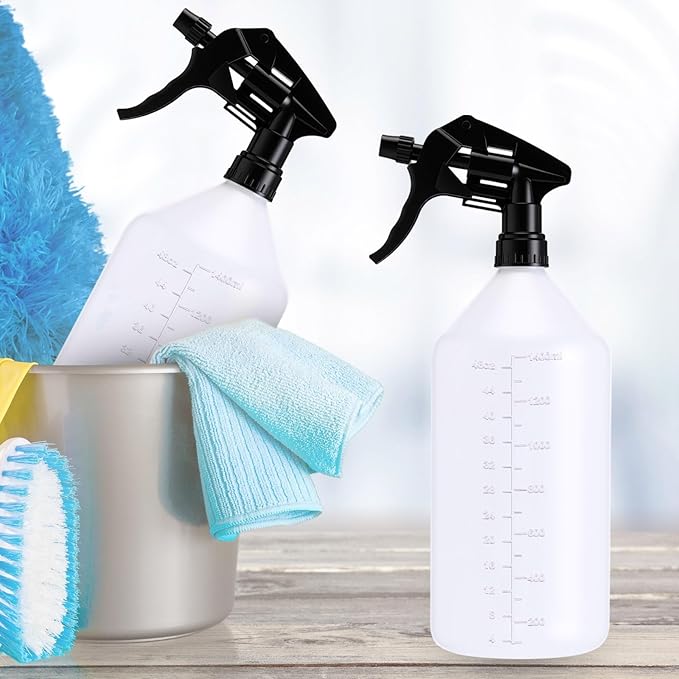 10 Pcs 48 oz Plastic Spray Bottle Bulk Refillable Empty Leakproof Heavy Duty Spray Bottles with Adjustable Nozzle for Cleaning Supplies Mist Bottles Planting (Black,Popular Style)