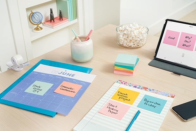 Post-it Notes, 4x6 in, 5 Pads, America's #1 Favorite Sticky Notes, Beachside Café Collection, Pastel Colors, Recyclable (660-5PK-AST) (Pack of 12)