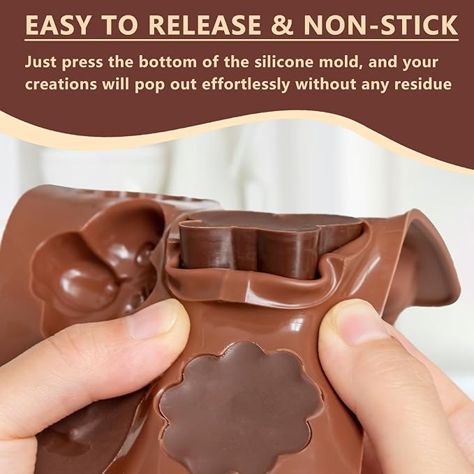 6 Pcs Silicone Chocolate Mold Set - Food-Grade Non-Stick Candy Molds Cookery Moulds for Chocolate, Candy, Jello, Soap & Crayon - Animal Shapes