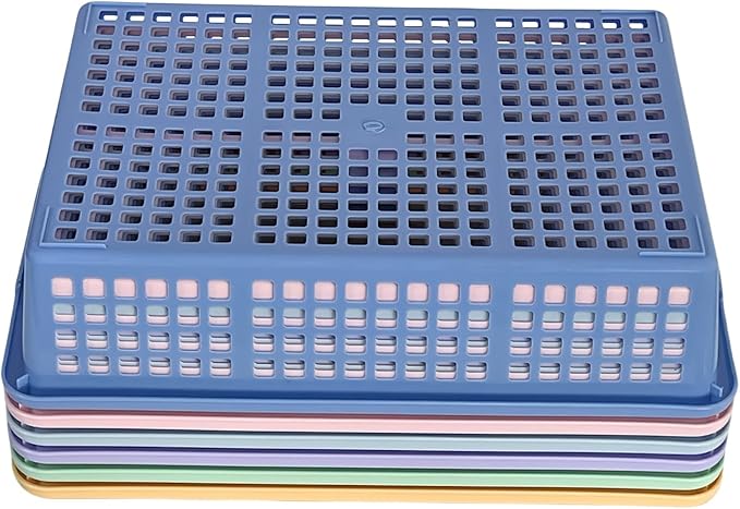 6 Pack Plastic Turn in Paper Trays for Classroom, Colorful Storage Bin Basket Organizers for School Supplies, Classroom Organization and Storage Tray Holds 4A Paper (Mixed Color)