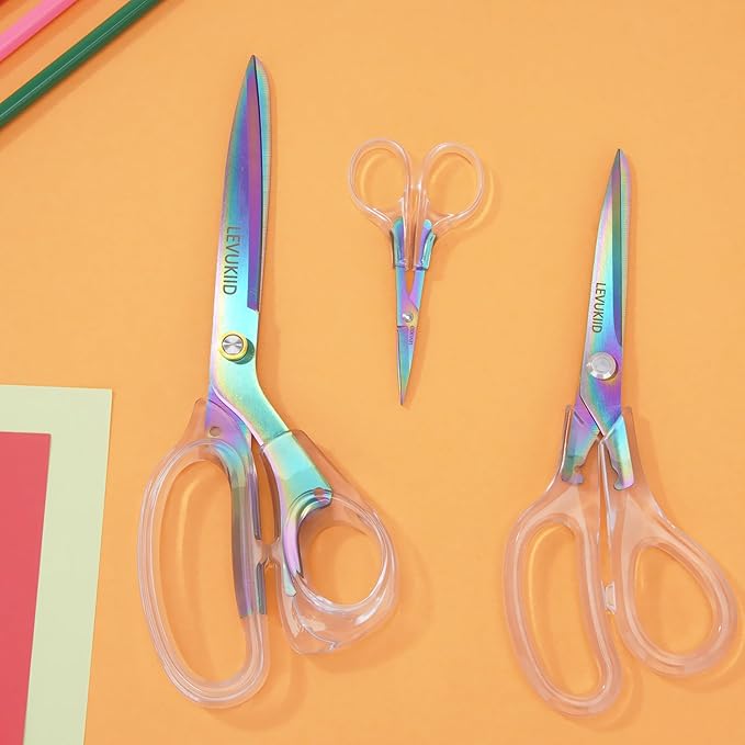 All-Purpose Fabric Scissors - 9 Inch All Purpose Scissors for Adults, Clear Handle, Ideal for Fabric Crafts, Tailor's Shears, Crafting & Office & kitchen/Color
