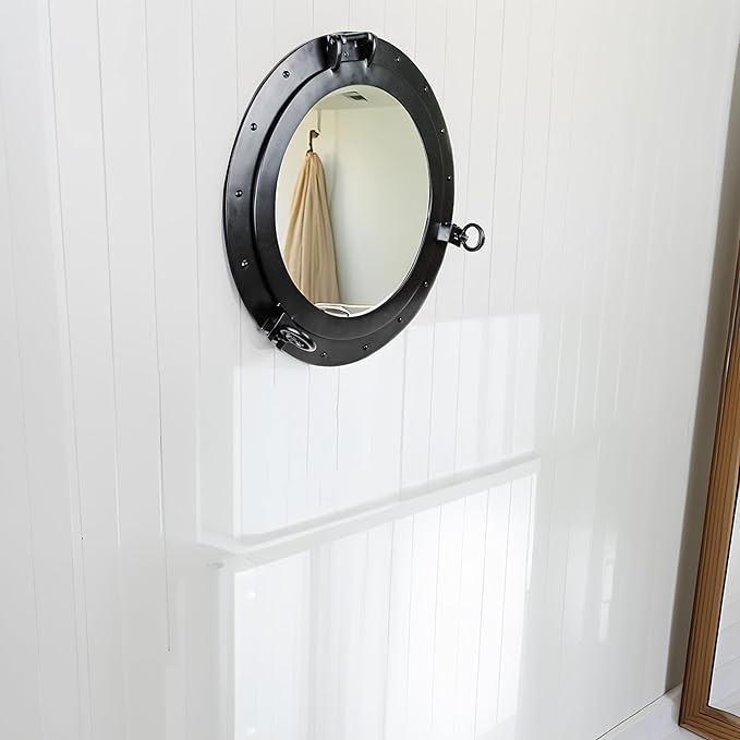 Nagina International Premium Vintage Antique Rustic Polished Aluminium Black Porthole (10 Inches)