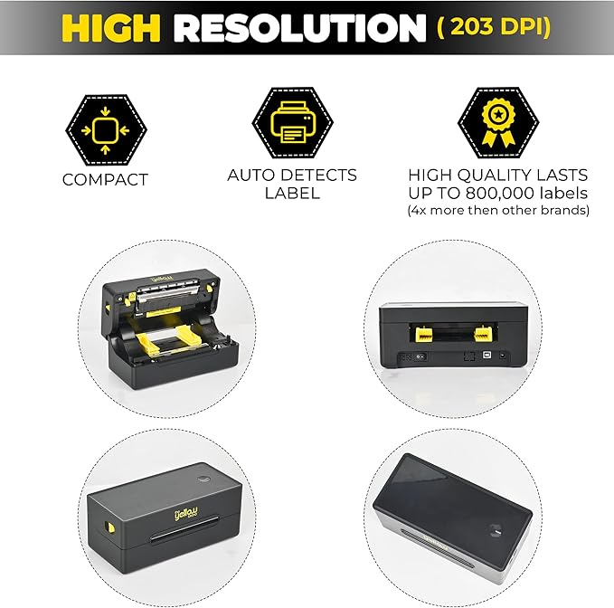 Label Printer, Bluetooth Thermal Printer, 4x6 Shipping Label Printer, Thermal Label Printer Desktop or Phone, Compatible with iPhone, Android, Windows, Mac, Chromebook, Amazon, Ebay, UPS.USPS (Black)