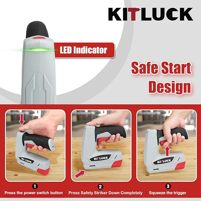 KITLUCK Electric Staple Gun, 2-in-1 Cordless Brad Nailer, 4V Electric Stapler Kit with 2000 Staples and 1000 Nails, USB Charger, 2000mAh Li-ion Battery for Home Use, Wood, Fabric, Upholstery, DIY