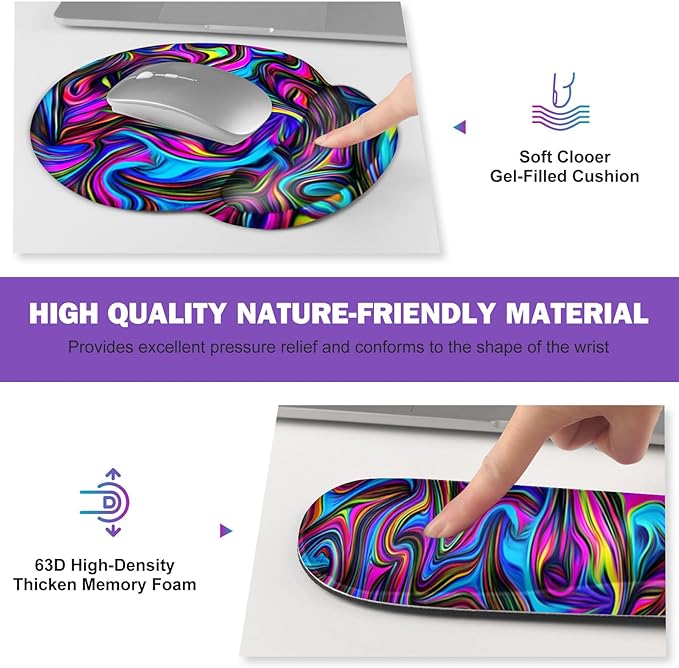 Gaming Mouse Pad, Large Desk Mat, Cute Desk Pad Protector, 4in1 XXL Mousepad + Keyboard Wrist Rest+Mouse Wrist Rest+Coaster Set with Ergonomic Desk Pad for Home Office Computer, Dazzling Bright Color