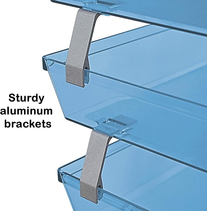 Acrimet Facility 4 Tier Letter Tray Side Load Plastic Desktop File Organizer (Clear Blue Color)