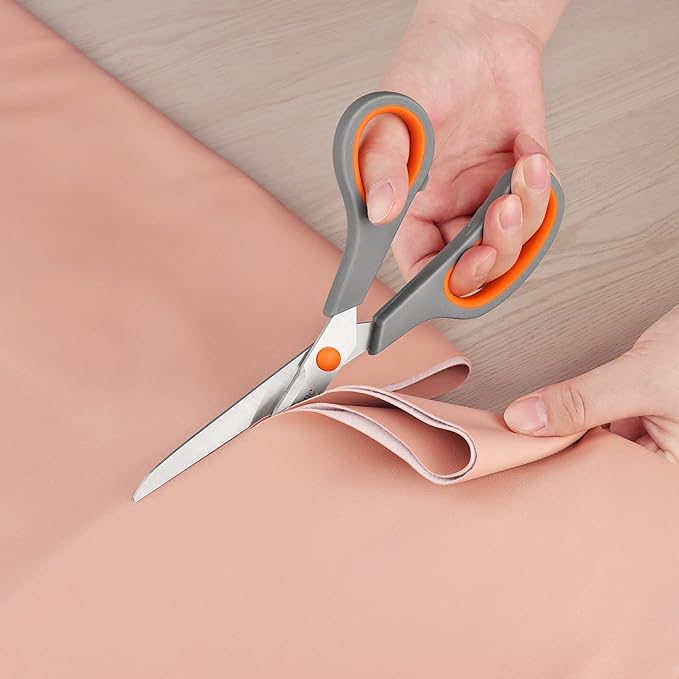 Scissors Set of 4, Premium Stainless Steel Razor Blades, Ergonomic Semi-Soft Rubber Grip, Suitable for School, Office and Family Daily Use, 9.6''/8.5''/6.4"/5.4", Orange&Gray