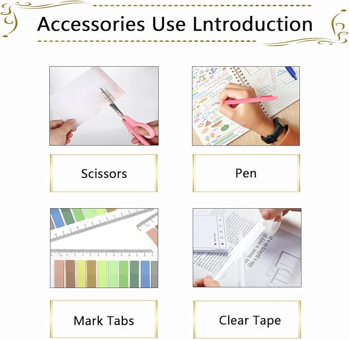 Office Supplies,Desk Accessories, Stapler and Tape Dispenser Set for Women with Stapler, Tape Dispenser, Staple Remover, Staples, Clips, Scissor and Tabs,Gift for Students, Coworkers