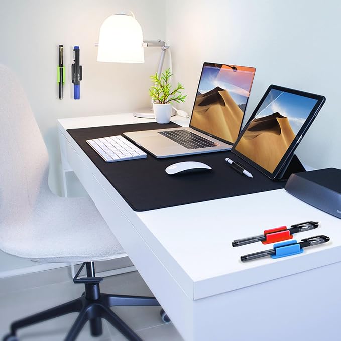 20 Pack Pen Holder Silicone,Adhesive Pen Holder for Desk,Marker Clip for Classroom Office Desk Accessories, Pencil Holder with 20 Double Sided Extra Sticky Tape (Multi-colour combinations)