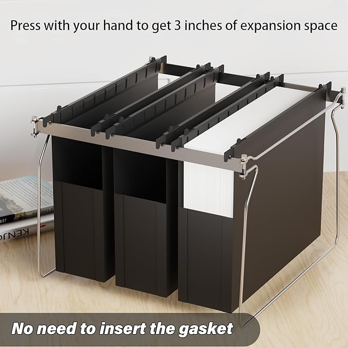 Plastic Hanging File Folders Letter Size,Heavy Duty 3 Inch Expansion Folder,6 Pack Reinforced Expanding File Folder,Extra Capacity Accordian Pocket,Black Hanging Folder Organizer for Home Office