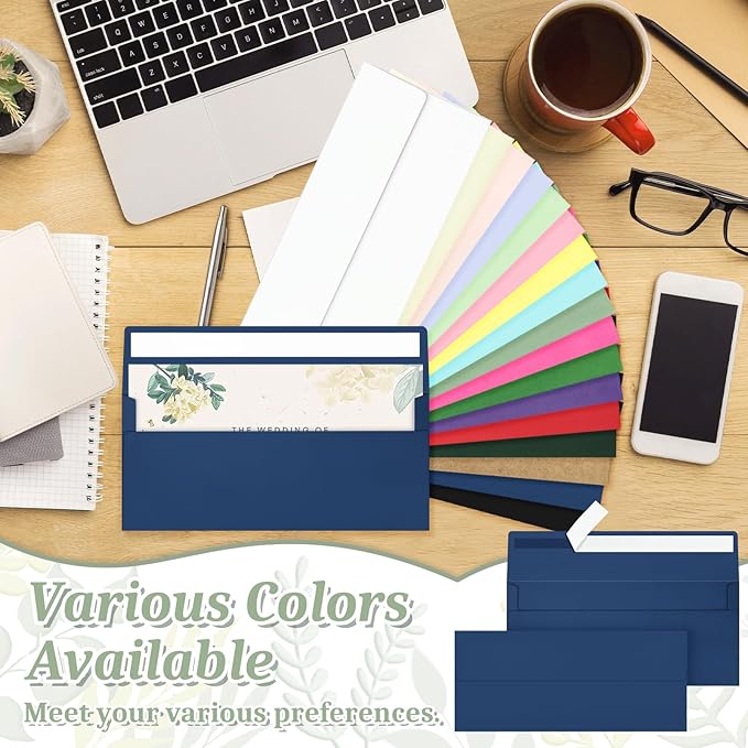 Mulbozy 200 Pcs #10 Business Envelopes, Self Seal Standard Envelopes, Windowless Business Mailing Envelopes for Office Checks Letters Invoices Statements Wedding, Size 4-1/8 x 9-1/2 inch (Navy Blue)