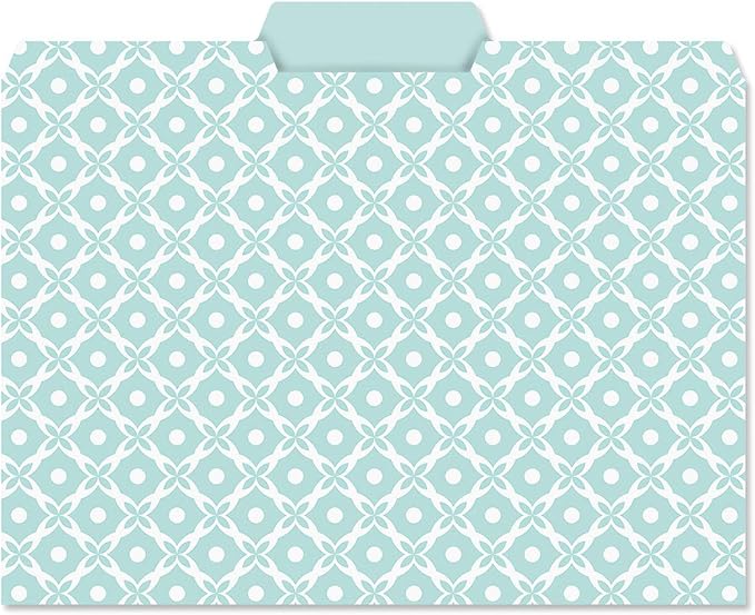 Current Coastal Blues File Folders Value Pack - Bulk Set of 24, 6 Pretty Decorative Designs, 1/3 Cut Tabs, Heavy-Duty Paper Stock, Office Supplies for Home & Work, 9-½” x 11-¾” Letter Size