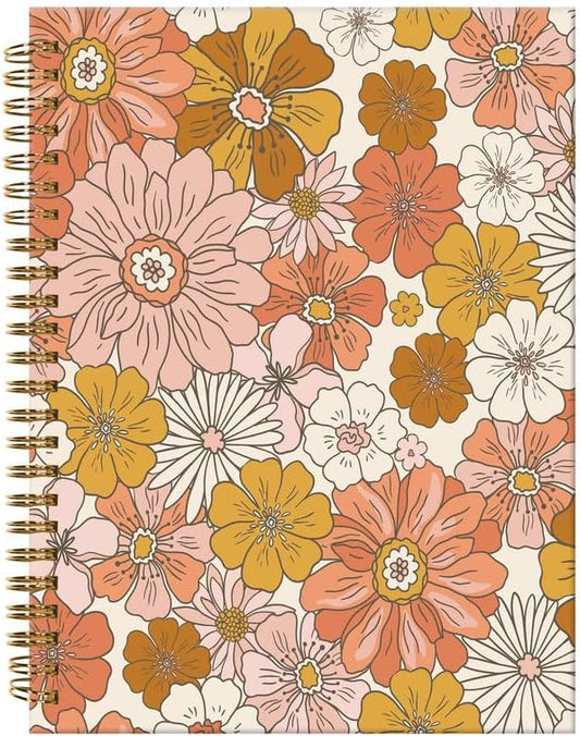 Spiral Journal Notebook,A5 Hardcover Lined Journals for Women Girl 6 x 8.3 in,120 Pages Thick Paper,Cute College Ruled Writing Notebook for Gifts Office Work School(Boho Flower)