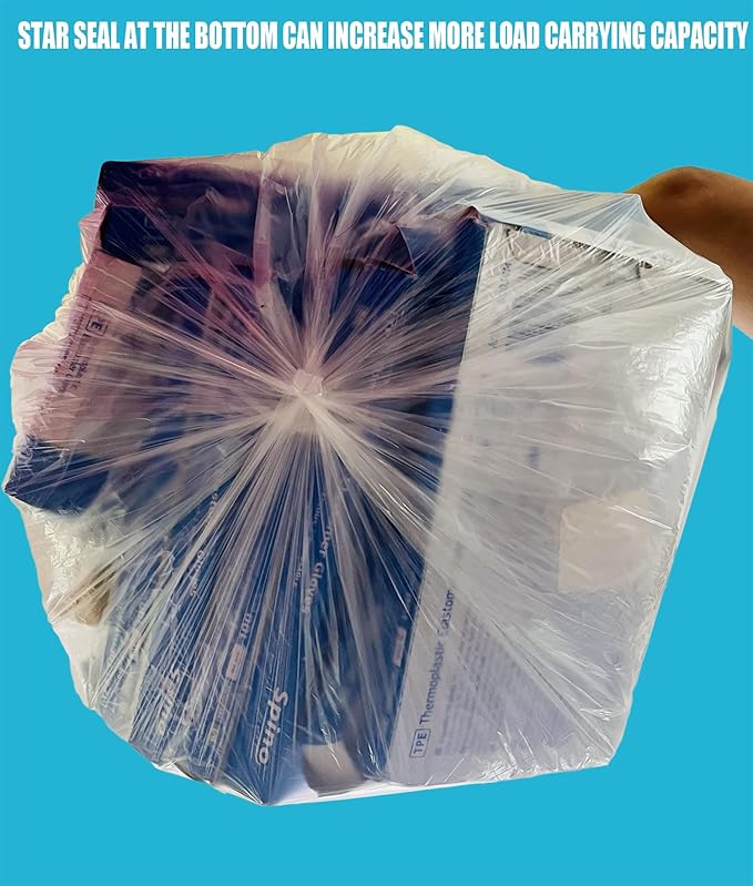 BEIDOU-PAC 2-4 Gallon Trash Bags, 400 Count Bulk, Clear Plastic Recycling Bags, Small Multi-purpose Garbage Bags for Business Home Bathroom Kitchen Commercial and Industrial