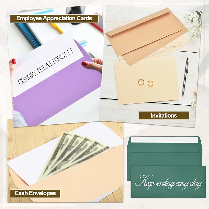 PATIKIL 100 Pack Dark Green #10 Business Envelopes, Colored Self Seal Letter Size Envelopes for Business Mailing Office Checks Invitation, 4-1/8 x 9-1/2 Inches
