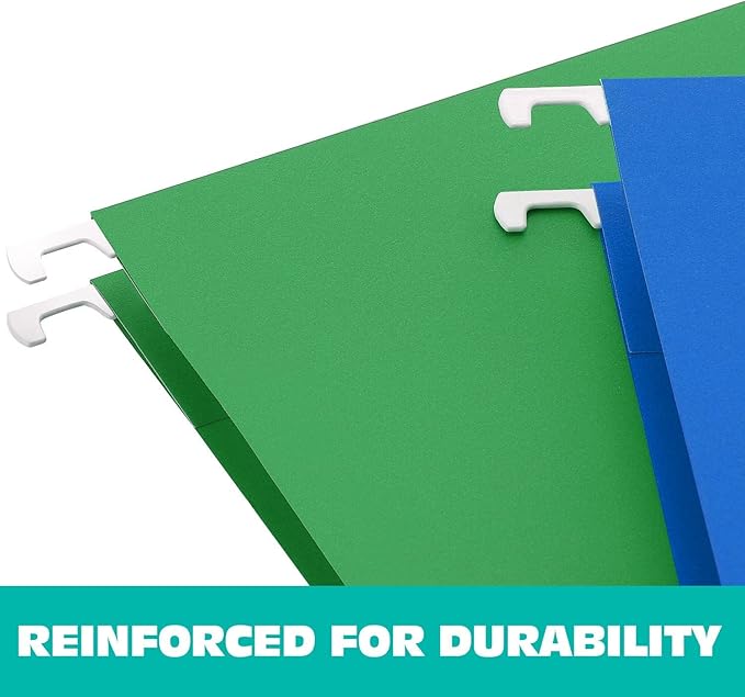 HERKKA Hanging File Folders, 30 Pack Reinforced Legal Size Hanging Folders with Heavy Duty 0 Inch Expansion, Designed for Bulky Files, Medical Charts, Adjustable Tabs, Assorted Colors