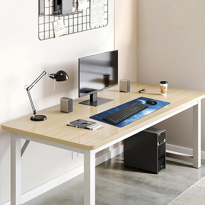 Blue Sky Stars Moon Desk Pad Mouse Pad,Large XL Meteor Showers Mouse Mat with Stitched Edges,Non-Slip Rubber Base Mousepad for Office PC Keyboard Laptop and Home Work Desk Mat(27.5X11.8 in)