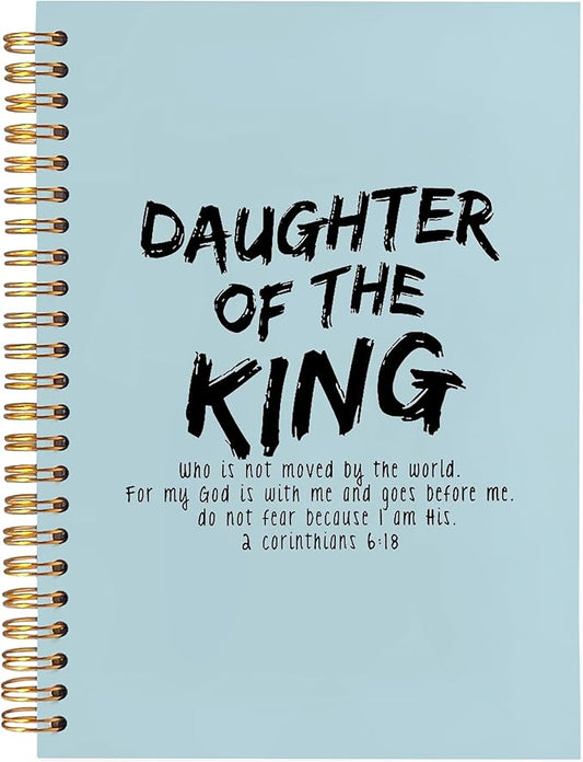 BearCake Prayer Journal for Woman,Christian Bible Journal,Christian Gifts for Women, Bible Notebooks for Note Taking, Daughter of the King,Spiral bible Notebook 5.5x8.3 Blue
