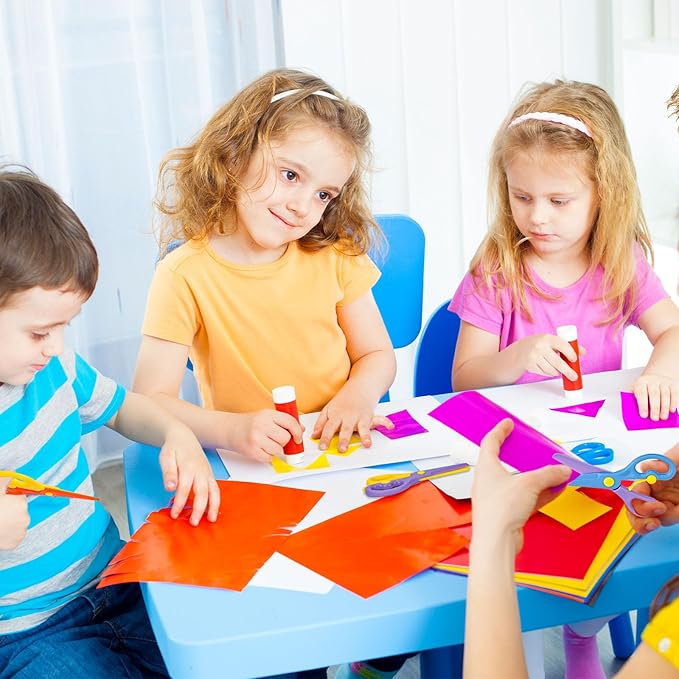 LovesTown Kids Safety Scissors for School, 4PCS Adaptive Blunt Tip Training Scissor for Kids Children, Anti-Pinch Design, Child Hand-Eye Coordination Development, Playdough Tool Paper Cutting Activity