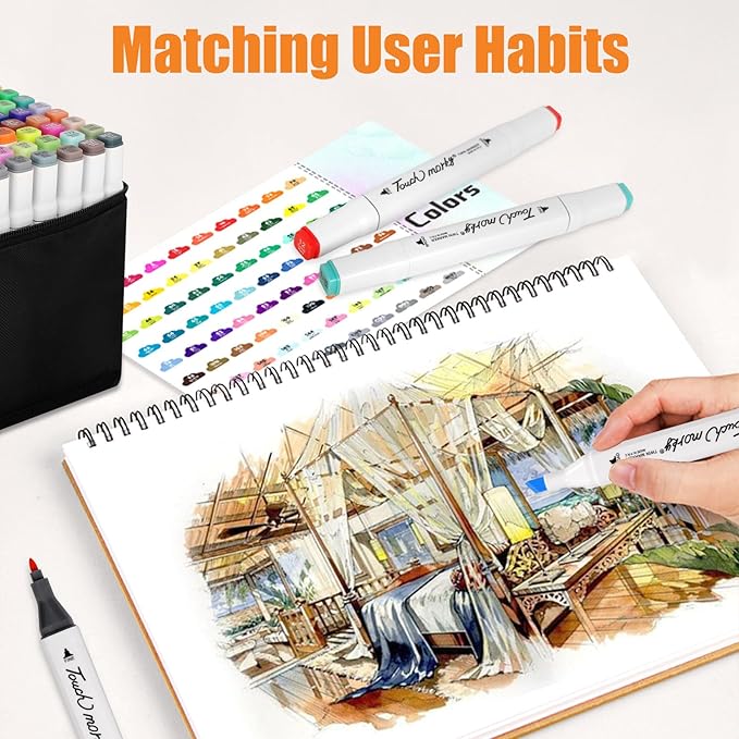 120 Colors Alcohol Markers with Free App, Chisel & Fine Tip Alcohol-Based Marker Set for Adults Kids, Dual Tip Artist Markers for Drawing, Coloring Illustration, Painting and Great Gift Idea