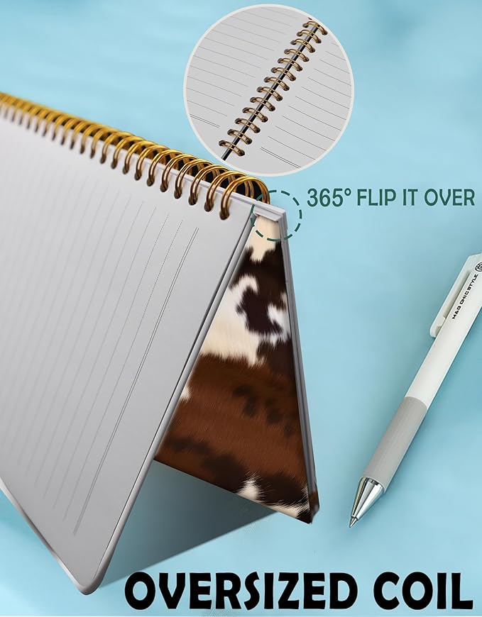 Spiral Journal Notebook for Women,A5 College Ruled Notebooks 6"x 8.4", 120 Pages Lined Journal with Premium Thick Paper,Perfect for School Office Home Gifts(Brown Cow western cowhide)