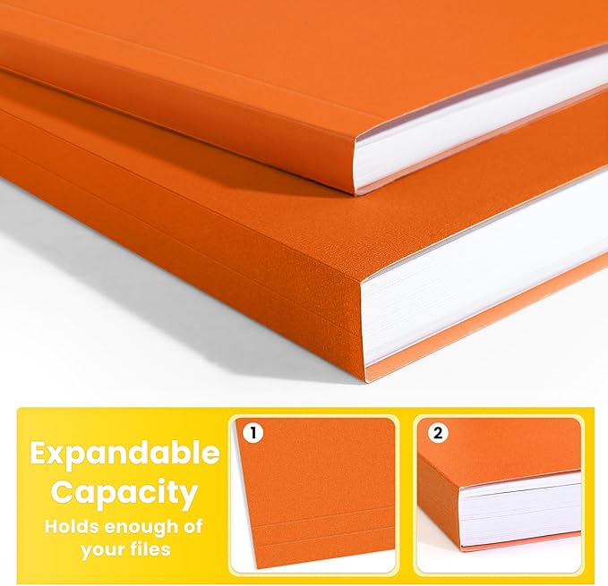 SUNEE File Folders, 150 Pack Manilla Folders 8.5 x 11, Colored File Folders Home Office School Supplies for Documents Files Paper, Orange