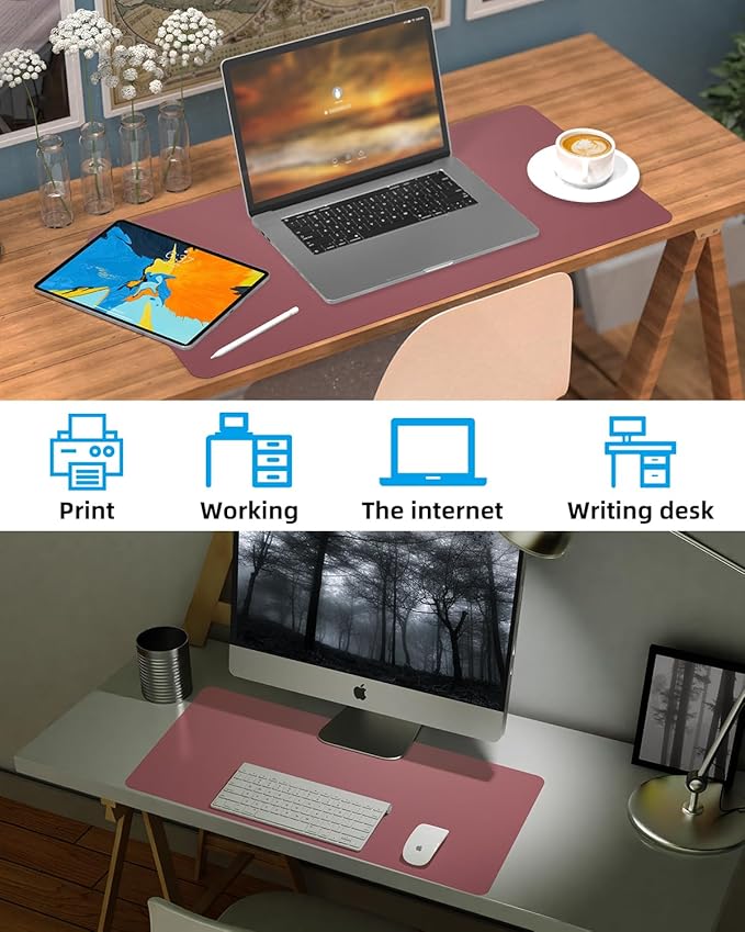 Small Desk Mat,Leather Desk Pad Protector,Desk Mouse pad,Office Desk mat,Laptop Mat for Desk, Non-Slip PU Leather Desk Blotter,Waterproof Desk Writing Pad for Office/Home(31.5"x15.7",Light Purple)