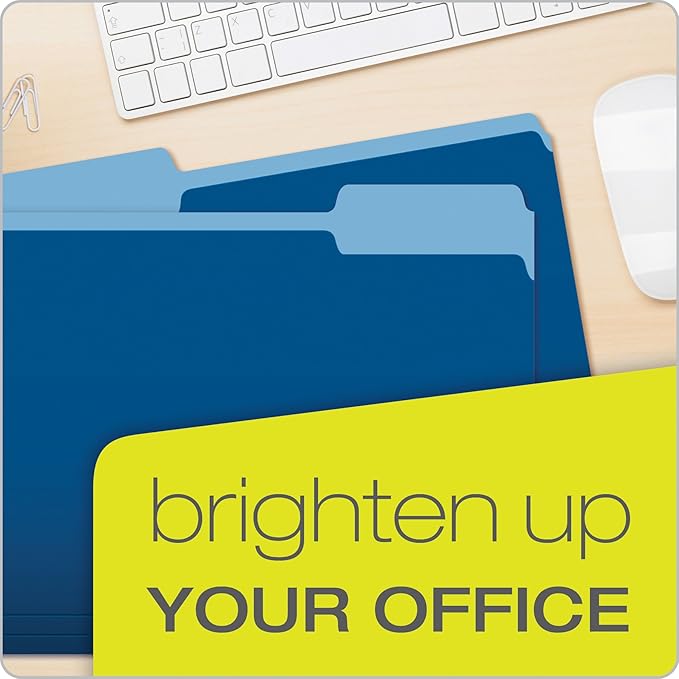 Pendaflex Two-Tone Color File Folders, Letter Size, 1/3 Cut, Navy, 100 Per Box (152 1/3 NAV)| (Pack of 5)