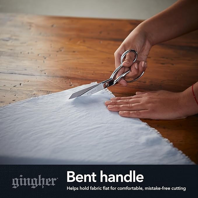 Gingher 8" Serrated Dressmaker's Fabric Scissors with Protective Sheath - 8" Stainless Steel Shears - Sharp Knife Edge Fabric Scissors - Silver