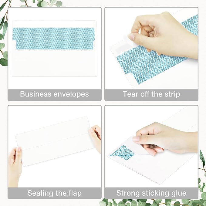 50 Pack #10 Business Envelopes, Self Seal Standard White Envelopes for Secure Business & Legal Mailing, Office, Checks, Letter, Invoices, 4 1/8 x 9 1/2 Inches