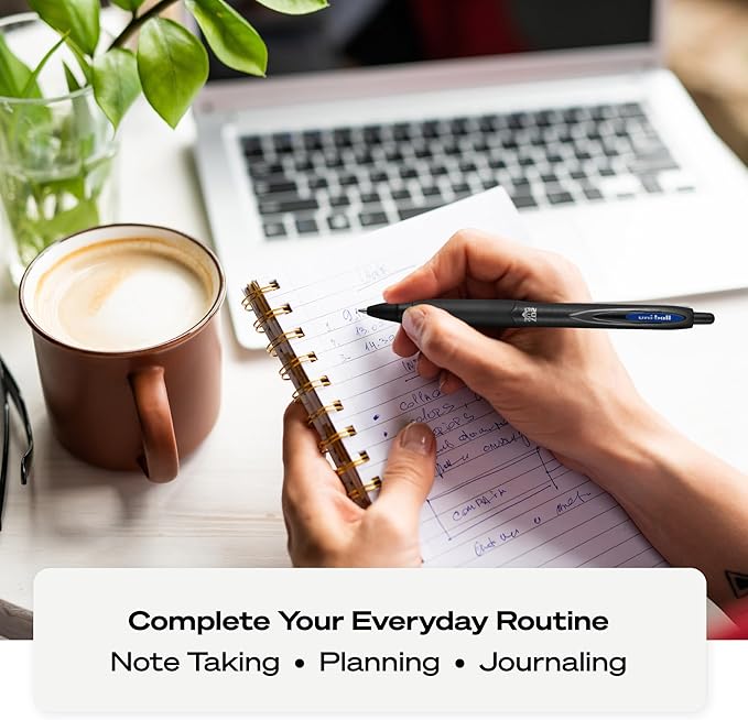 uni-ball 207 Plus+ Retractable Gel Pens 6 Pack in Assorted Colors with 0.7mm Medium Point Pen Tips - Uni-Super Ink+ is Smooth, Vibrant, and Protects Against Water, Fading, and Fraud