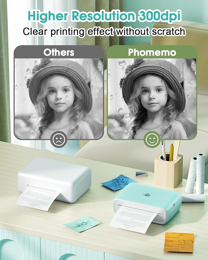 Phomemo M04S Portable Thermal Printer Bluetooth Label Printer, Sticker Note Printer, Support 2/3/4 inch Printing Width, 300 dpi,Compatible with Phones, Computer, Suitable for Labels, Notes, documents