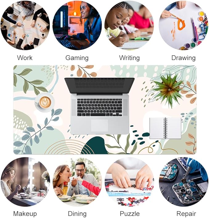 Colorful Star Large Mouse Pad, Green Pink Waterproof Desk Mat, Abstract Boho Double Sided Computer Gaming Mouse Pad, XXL Full Desk Mousepad Non Slip Desk Pad for School Office Home 31.5" x 15.7"