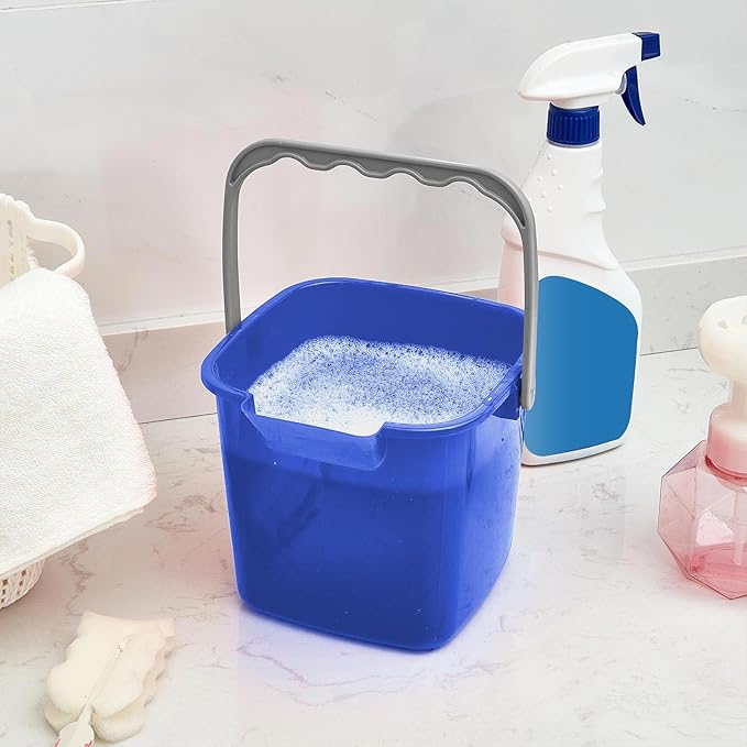 Irenare 12 Pcs Sanitizing Bucket 3 Quart Cleaning Pail Small Detergent Square, Spout and Handle Plastic Utility Sanitizer Buckets for Restaurant Kitchen Home Offices (Multicolor)