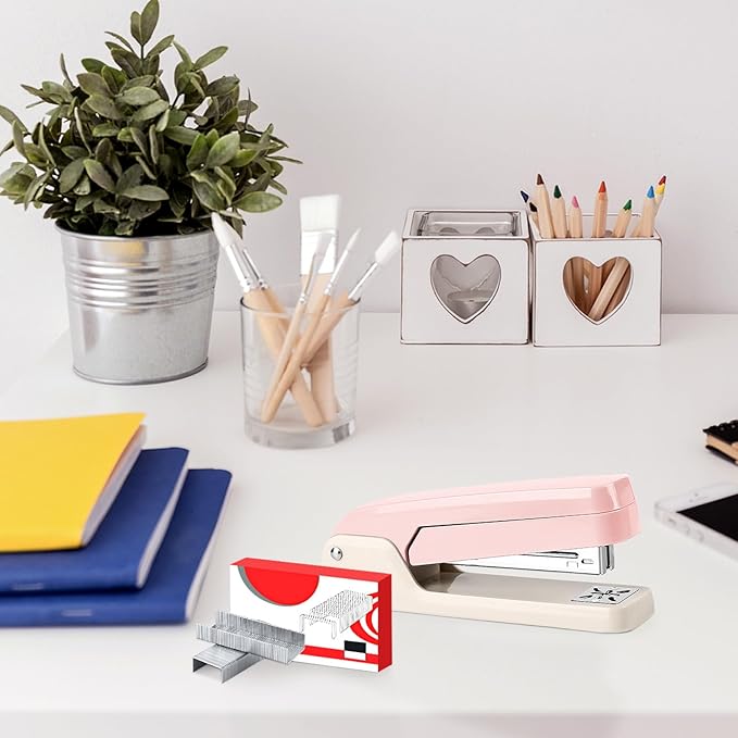 Effort-Saving Lever Teacher Stapler with 1000 Staples, 24/6 and 26/6 Stapler for desks, Offices, and classrooms(3000 Staples Replacement)