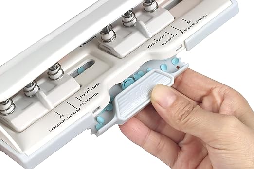 Bira Craft Adjustable 6 Hole Punch, Off White, 8 Sheet Capacity, Mini/Pocket A3/ A4 / A5 / A6 / Agenda/Personal/Deskfax, Performance Guaranteed