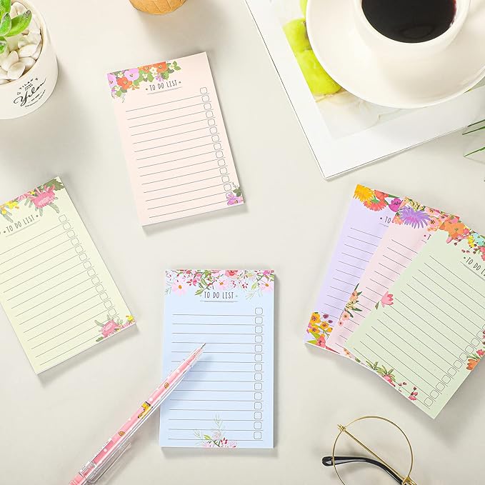 300 Sheets to Do List Notepad Daily Checklist Sticky Notes Cute Undated Memo Pad Color Block to Do Note Pad Weekly Plan Agenda and Organizer Planners for College(Flower Style,3.14 x 5.11 Inch)