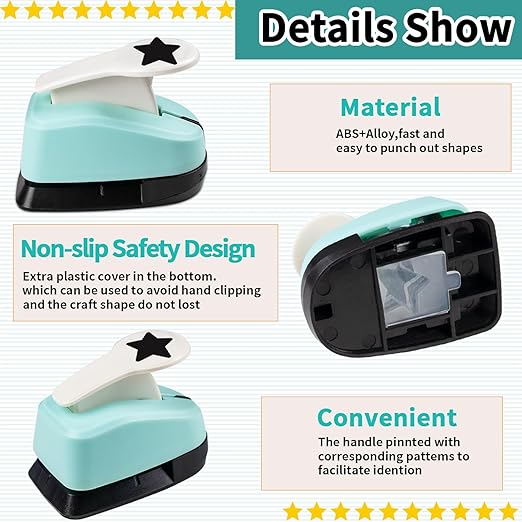 Star Punch Paper Craft Tool, 3Pcs Different Size Star Shaped Hole Puncher for Scrapbook Supplies, Card Making, DIY Crafts, Estrella Paper Cutter & Punch Set for Papel Crafts