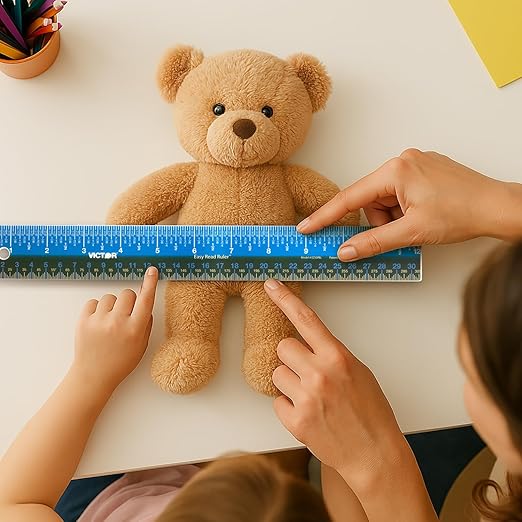 Victor EZ12PBL Plastic Dual Color 12 Inch Easy Read Ruler with Inches, Centimeters and Millimeters Measurements, Blue/Black