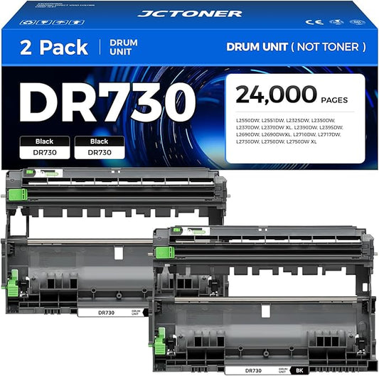 DR730 Drum Unit (Not Toner) 2-Pack Replacement for Brother DR-730 Imaging Drum Compatible MFC-L2710DW MFC-L2750DW DCP-L2550DW HL-L2350DW HL-L2395DW HL-L2370DW HL-L2390DW MFC-L2690DW HL-L2325DW Printer