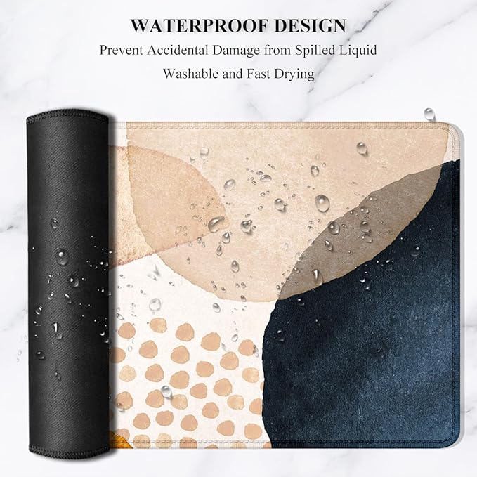 Auhoahsil Large Mouse Pad, XXL Desk Pad, Extened Mousepad 31.5" x 11.8", Non-Slip Rubber Base, Stitched Edges, Superior Surface, Gaming Keyboard Mat, Waterproof Desk Pad, Abstract Stone